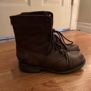 Brown Steve Madden combat boots